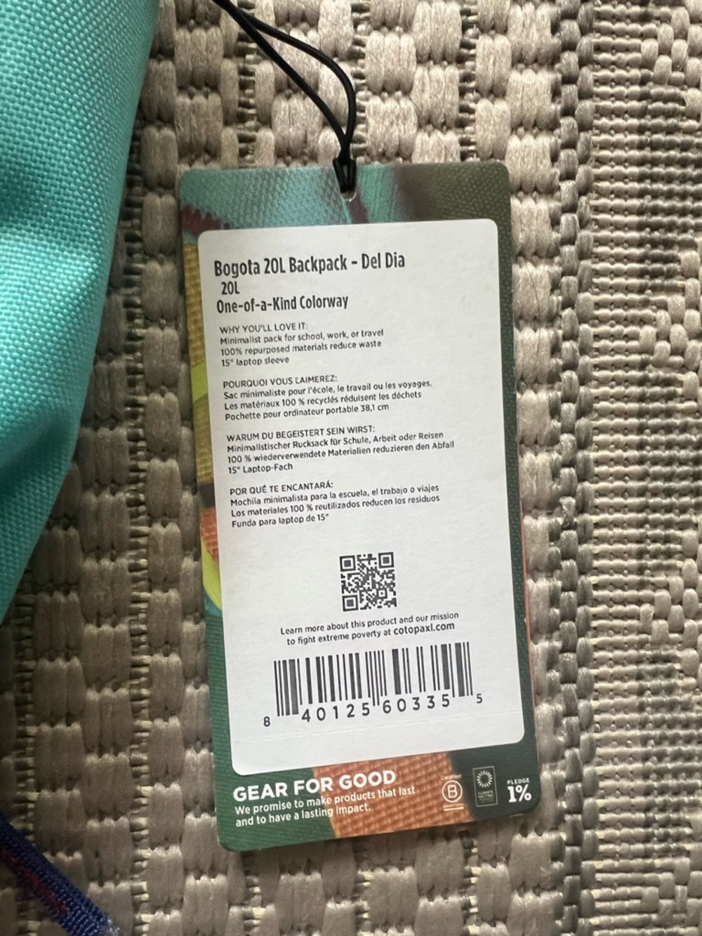 cotopaxi Teal Purple Blue Colorblock Bogota 20L Backpack NWT - Picture 2 of 4